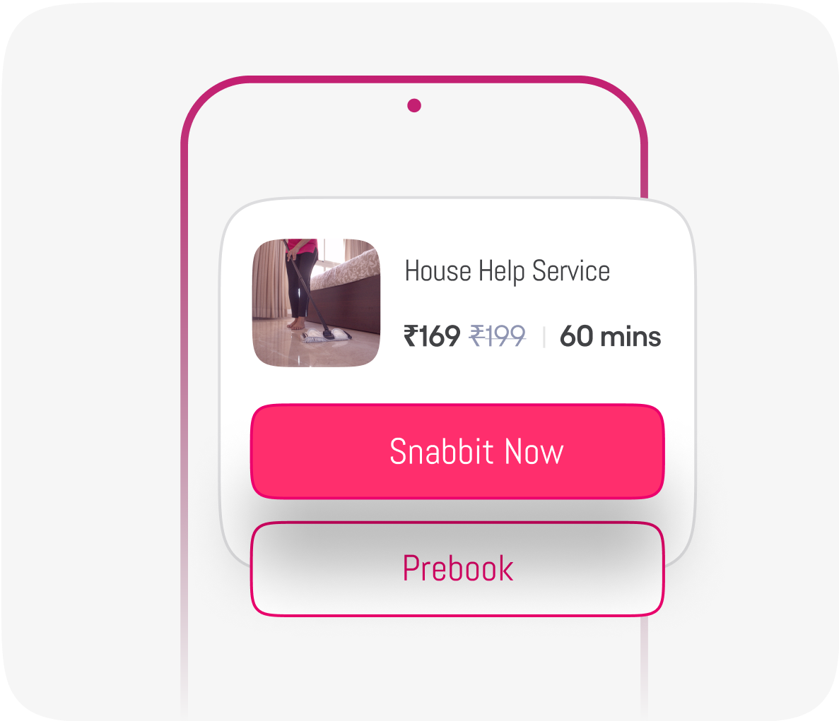 Choose between 'Snabbit Now' and Snabbit 'Prebook'